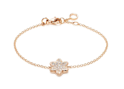 Rose Gold Plated Womens CZ Studded Star Shape Bracelet